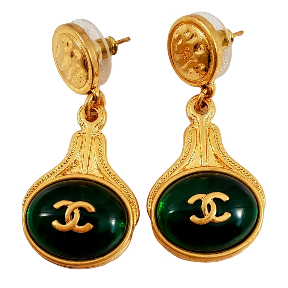 GOLD TONE AND BLACK ENAMEL DANGLING EARRINGS, NWOT